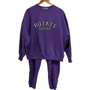 Rotate Birger Christensen Purple Rotate Sunday Sweatsuit Set Pants Crew Neck